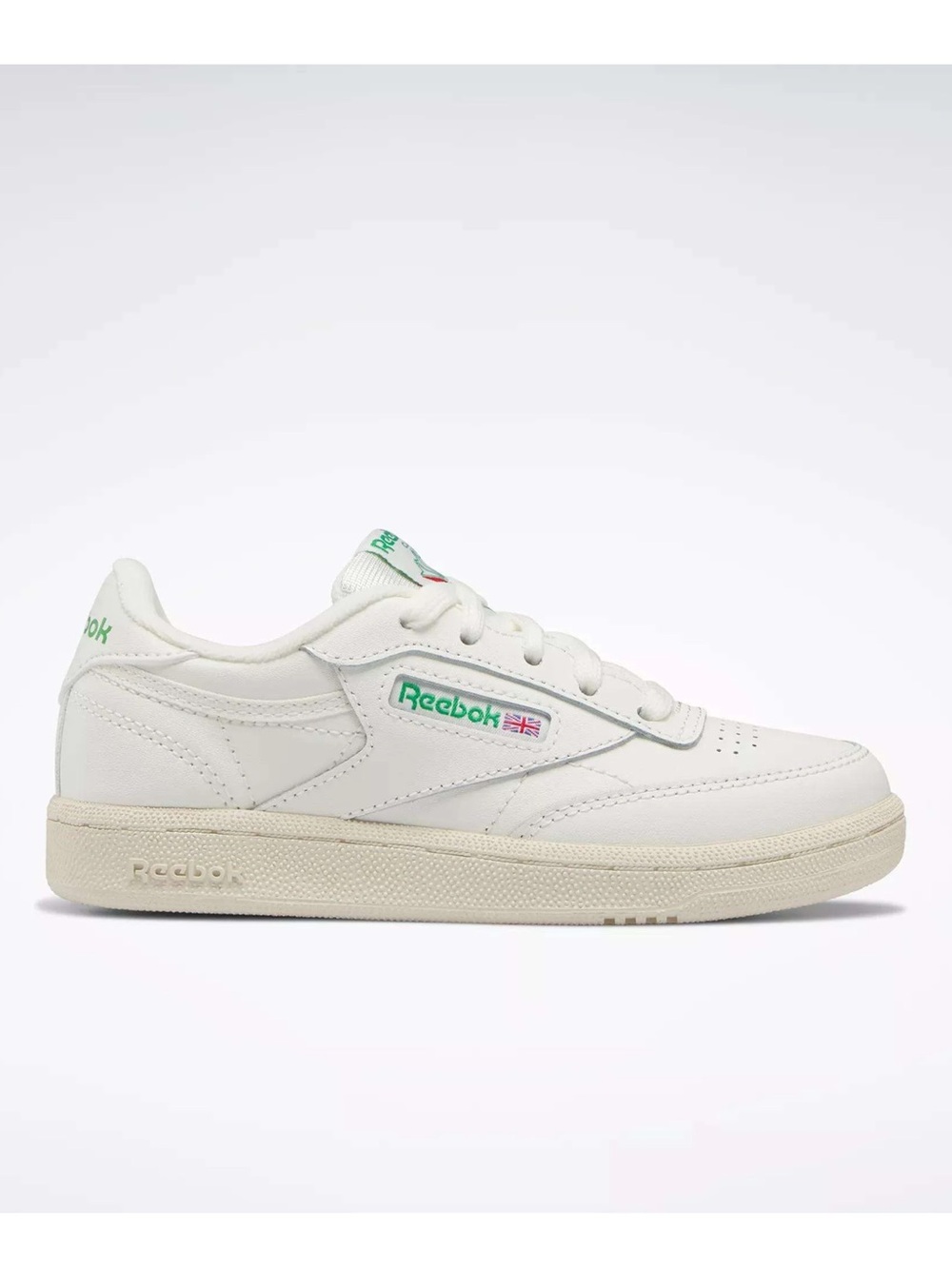 Reebok Kids Cream/Green Leather Court Sneaker